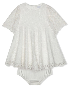 Kids кружевное платье с короткими рукавами, белый Dolce&gabbana