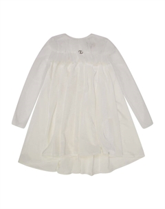 Детское платье с логотипом и бляшкой Kids, белый Twinset