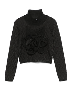 Детский свитер с цветочной аппликацией  Kids, черный Balmain