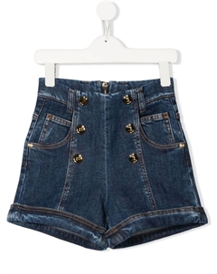 Kids джинсовые шорты с завышенной талией, синий Balmain