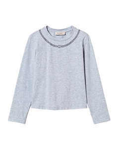 Kids футболка со стразами, серый Twinset