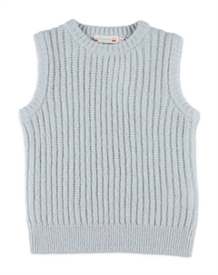 Жилет из смеси шерсти и кашемира в рубчик, синий Bonpoint