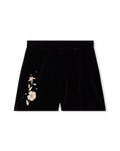 Бархатные шорты Habille Flash с цветочной вышивкой, черный Bonpoint