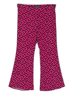 Kids расклешенные брюки с принтом Greta, розовый Versace