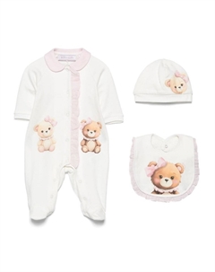 Комплект для новорожденного с принтом, белый Monnalisa