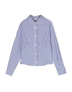 Рубашка в полоску с логотипом, белый Monnalisa