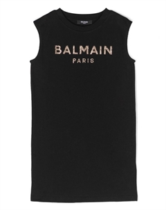 Платье без рукавов Kids со стразами, черный Balmain