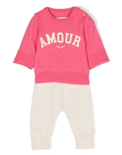 Kids комплект из топа и брюк с принтом Amour, розовый Zadig&voltaire