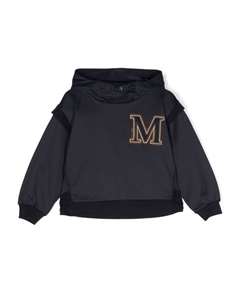 Многослойное худи с нашивкой-логотипом, синий Monnalisa