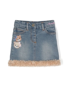 Джинсовая юбка с вышивкой, синий Monnalisa