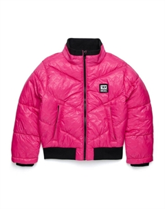 Kids бомбер-пуховик с нашивкой-логотипом, розовый Diesel