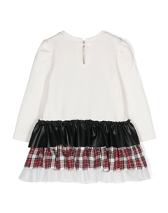 Многослойное платье с принтом плюшевого мишки, белый Monnalisa