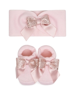 Kids вязаный комплект с бантами, розовый La perla