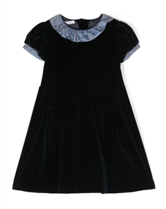 Платье из бархата с короткими рукавами и оборками, синий Jesurum baby