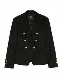 Kids двубортный блейзер из вирджинской шерсти, черный Balmain