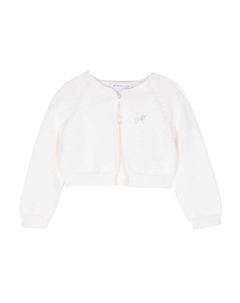 Шерстяной кардиган с логотипом, белый Monnalisa