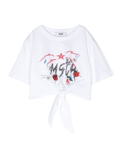 Футболка с графичным принтом и логотипом, белый Msgm kids