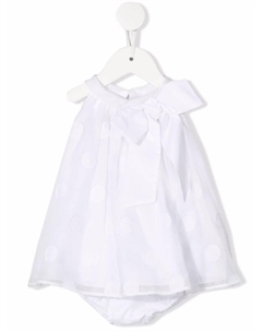 Платье в горох с бантом, белый La stupenderia