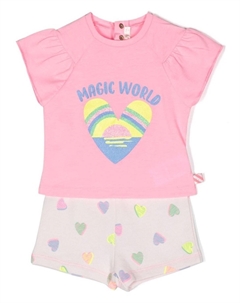 Комплект из футболки и шортов с принтом, розовый Billieblush