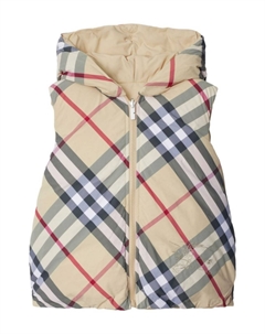 Двусторонний жилет Kids из нейлона с подкладкой в клетку, серый Burberry