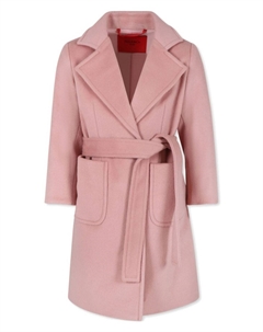 Детское шерстяное пальто с поясом Kids, розовый Max&co