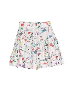 Юбка с оборками и графичным принтом, белый Msgm kids