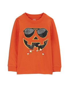 Футболка с длинными рукавами и рисунком Carter для маленьких мальчиков на Хэллоуин, цвет Orange Pumpkin Carter`s