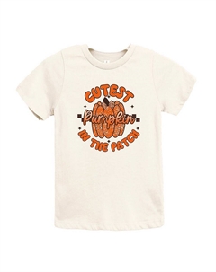 Самая милая футболка с короткими рукавами и рисунком тыквы и леопардовым принтом для малышей, цвет Cream The juniper shop