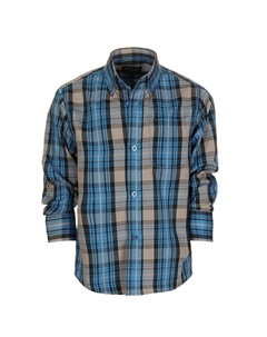 Рубашка в клетку и клетку с длинными рукавами для мальчиков на пуговицах, цвет Blue Cream Black Gioberti