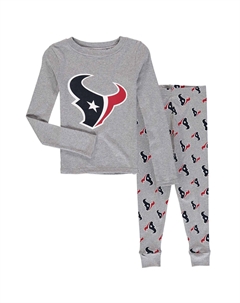Серый комплект для сна с футболкой и брюками Houston Texans с длинными рукавами для дошкольников Outerstuff