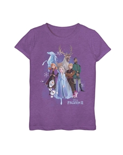 Футболка с изображением 's Frozen 2 для девочек 7–16 лет, групповой снимок, идущих в лес, цвет Purple Heather Disney