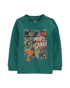 Футболка с длинными рукавами и рисунком Carter для маленьких мальчиков на Хэллоуин, цвет Green Dino Carter`s