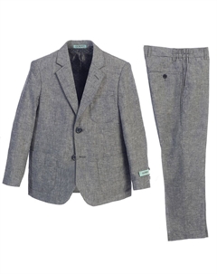 Детский льняной костюм : куртка и классические брюки, серый Gioberti