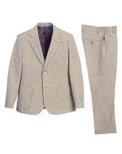 Детский льняной костюм : куртка и классические брюки, цвет Stone Gioberti