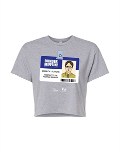 Укороченная футболка The Office Dwight Badge для юниоров, серый Licensed character