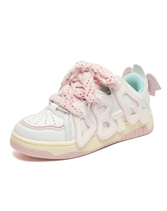 Кеды, скейтборд обувь женская низкая розовый/белый Abcio