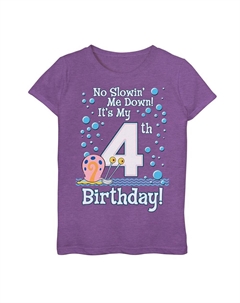 Губка для девочек 7–16 летБоб КвадратБрюки Футболка Gary на 4-й день рождения, цвет Purple Heather Licensed character