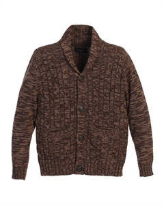 Вязаный кардиган с шалевым воротником и свитер с длинными рукавами для мальчиков из 100% хлопка, коричневый Gioberti