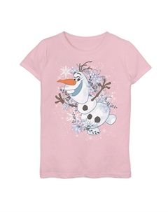Футболка 's Frozen Girls 7–16 с рисунком Олафа, танцующего в снежинках, розовый Disney