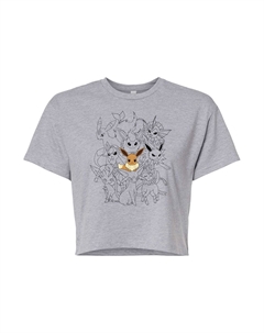 Укороченная футболка с рисунком Pokémon Eevee Group Evolution для юниоров, серый Licensed character