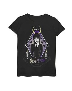 Футболка Wednesday Adams Nevermore Moon Ravens And Candles для девочек 7–16 лет с рисунком, черный Licensed character