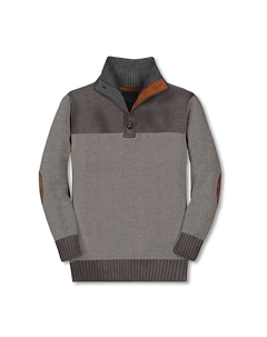 Вязаный пуловер с воротником на пуговицах Boy's из 100% хлопка, серый Gioberti