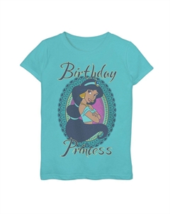 Футболка Disney's Aladdin для девочек 7–16 лет с рисунком принцессы Жасмин на день рождения, цвет Tahiti Blue Licensed character