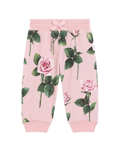 Kids брюки с цветочным принтом, розовый Dolce&gabbana