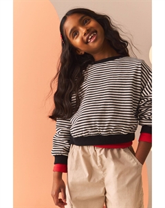 Свитшот свободного кроя с длинными рукавами из 100% хлопка с принтом (3 16 лет), черный Next