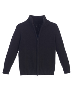 Вязаный кардиган из 100% хлопка с молнией и полной молнией для мальчиков, черный Gioberti
