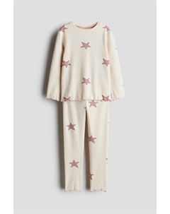 Хлопковая пижама в рубчик, бежевый H&m