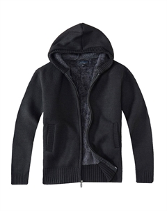 Вязаный кардиган для мальчиков с молнией и толстовкой на подкладке из шерпы, черный Gioberti