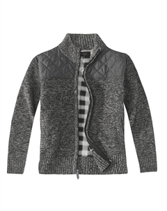 Вязаный кардиган с молнией и полной молнией для мальчиков с подкладкой из мягкой фланели с начесом, цвет Melange Charcoal Gioberti