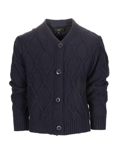 Вязаный кардиган на пуговицах с v-образным вырезом для мальчиков, темно-синий Gioberti